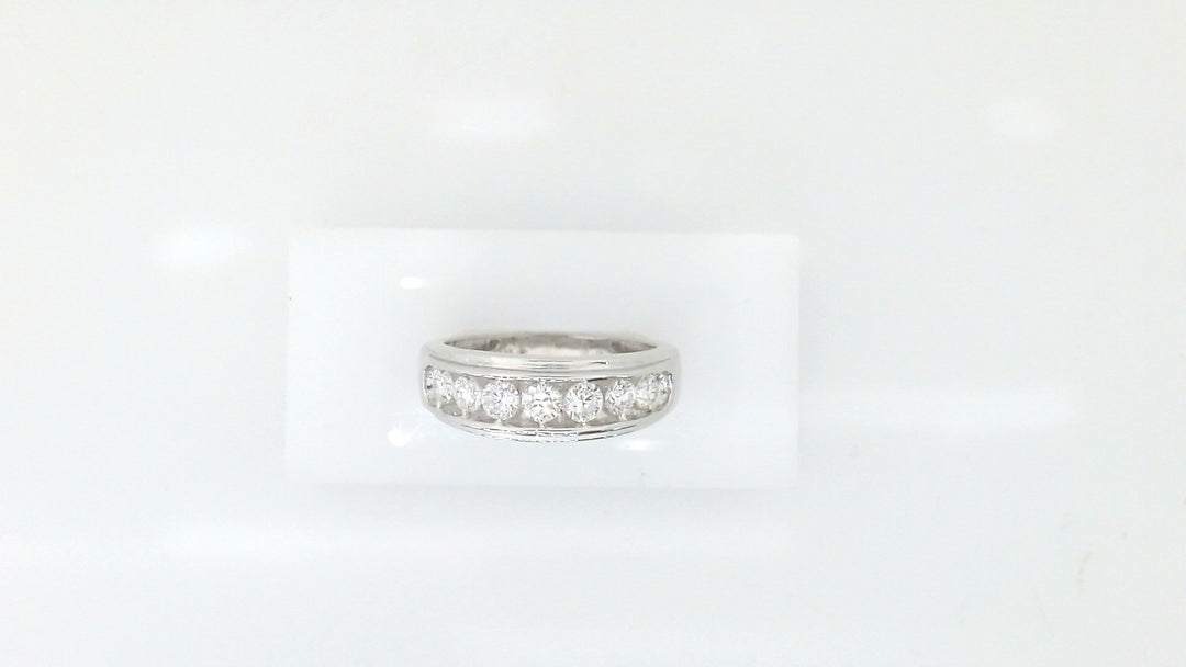 White Sterling Silver Channel Set Men&