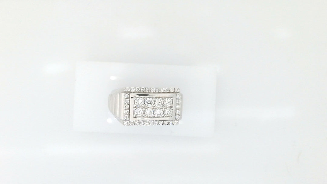 White Sterling Silver Prong Set Men&