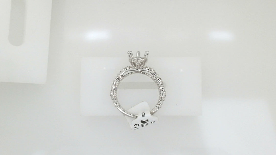 14K White Gold Diamond Halo Ring Setting, 0.65 ct, Fits 2 ct