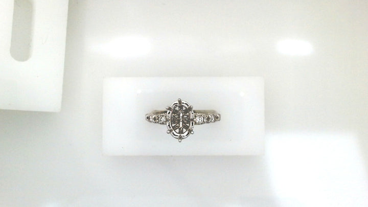 14K White Gold Diamond Halo Ring Setting, 0.65 ct, Fits 2 ct