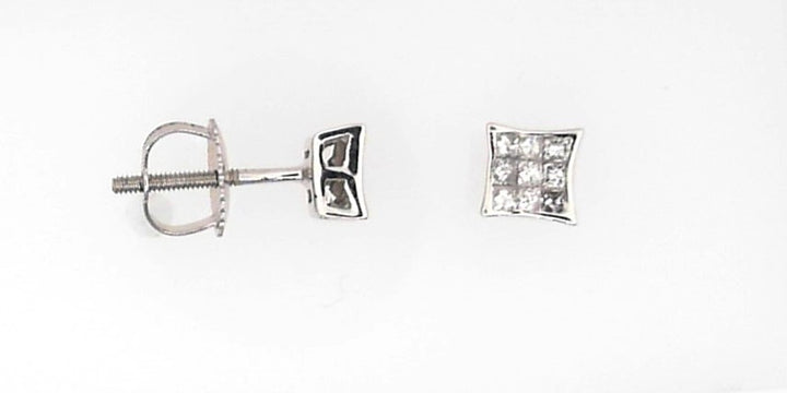10K White Gold Princess Diamond Stud Earrings, 0.25 ct