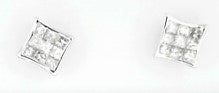 10K White Gold Princess Diamond Stud Earrings, 0.25 ct