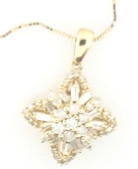 14K Yellow Gold Multi-Shape Diamond Box Pendant, 1.00 ct, 18 inch