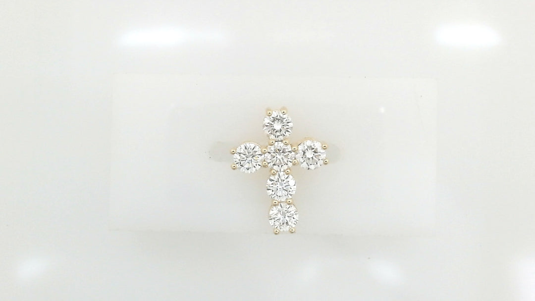 14K Yellow Gold Lab-Grown Round Diamond Religious Pendant, 2.31 ct
