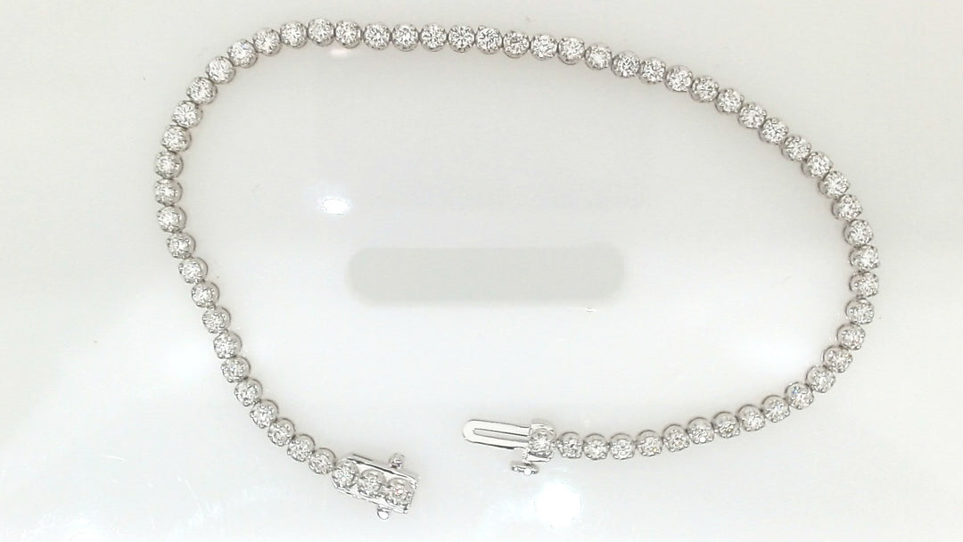 White Sterling Silver Tennis Bracelet Length 7 With = 2.00Twt Round F Vs2 Diamonds