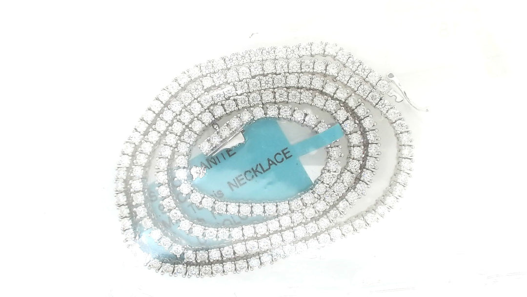 White Sterling Silver Chain Length 18 Mm 2 With = 6.00Twt Round D Vvs Moissanites