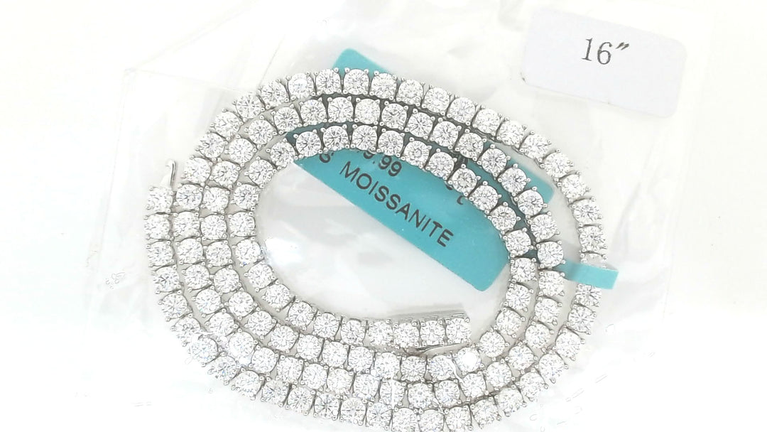 White 14 Karat Chain Length 16 Mm 3 With = 12.00Twt Round D Vvs Moissanites