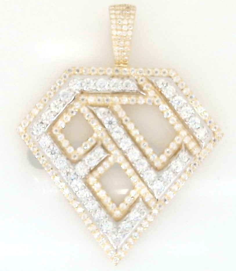 Yellow Sterling Silver Moissanite Pendants Weight 20 With = 5.48Twt Round Moissanites