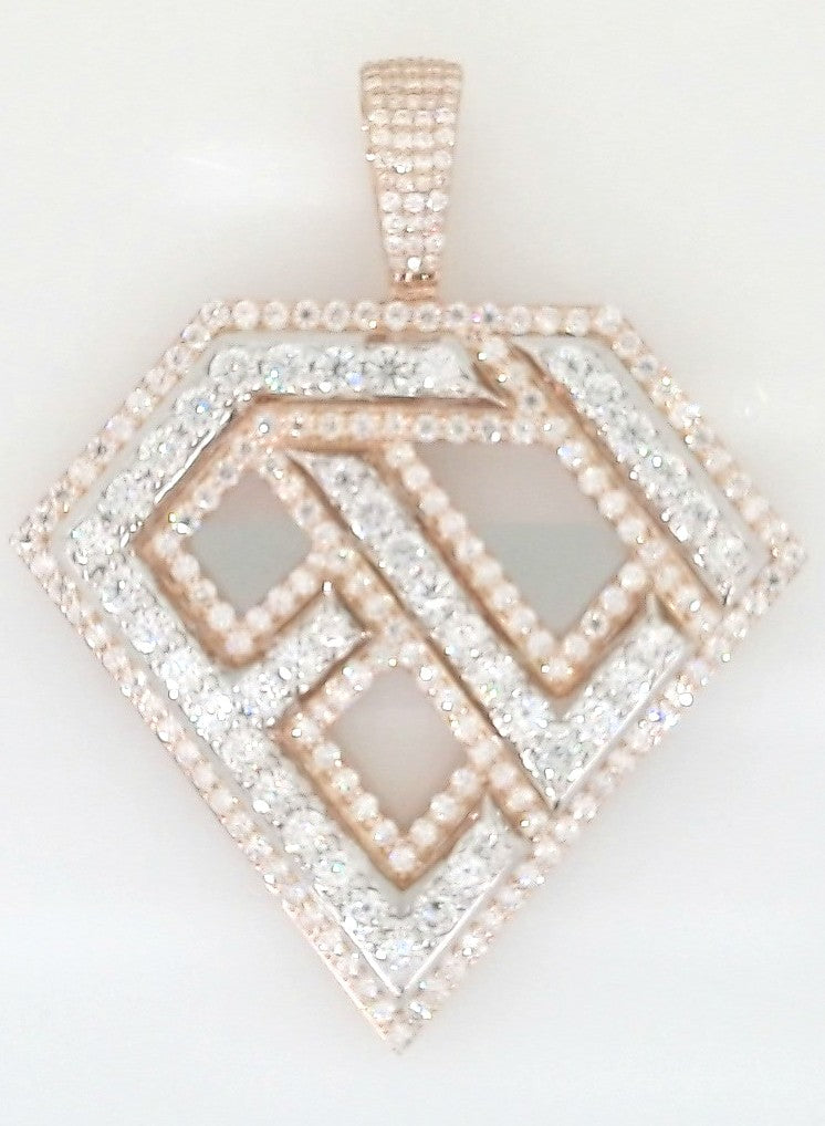 Rose Sterling Silver Moissanite Pendants Weight 20 With = 5.48Twt Round Moissanites