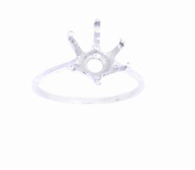 14K White Gold 6-Prong Ring Setting, Size 7