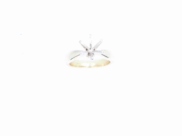 14K Two-Tone Gold 6-Prong Ring Setting, Size 6.5