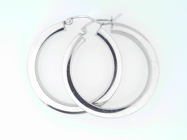 14K White Gold Round Small Hoop Earrings