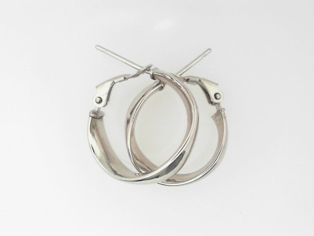 14K White Gold Wide Small Hoop Earrings