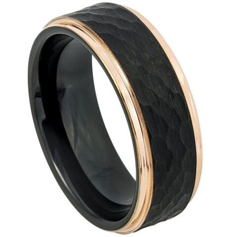 Tungsten Black and Rose Wedding Band 8mm