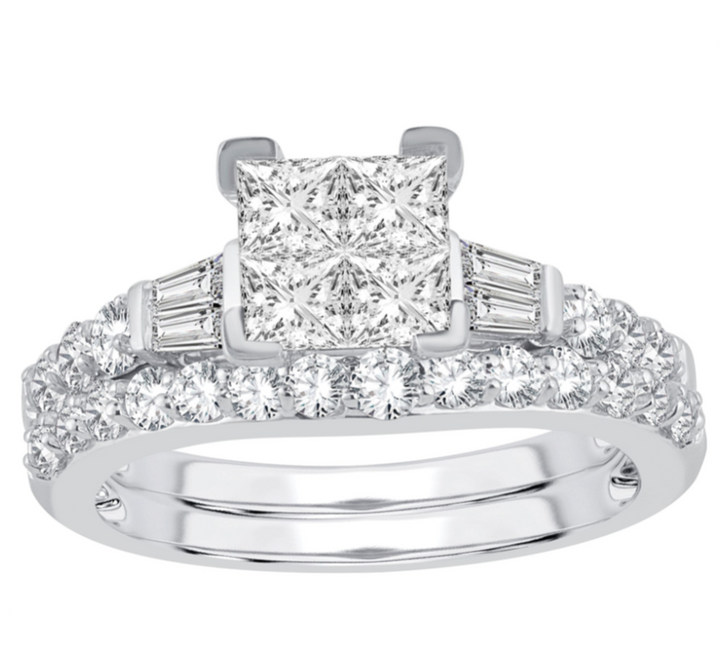 14K White Gold Diamond Engagement Ring, 1.50 ct, Size 7
