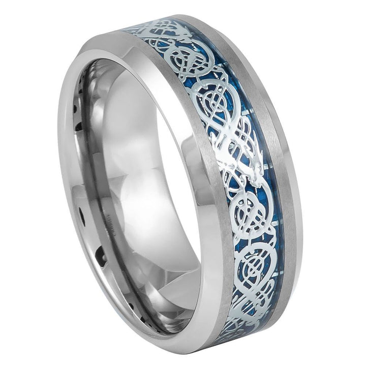 Two-Tone Engraved Tungsten Wedding Band, Size 10.5