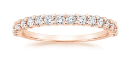 14K Rose Gold Scallop Diamond Wedding Band, 0.50 ct, Size 7