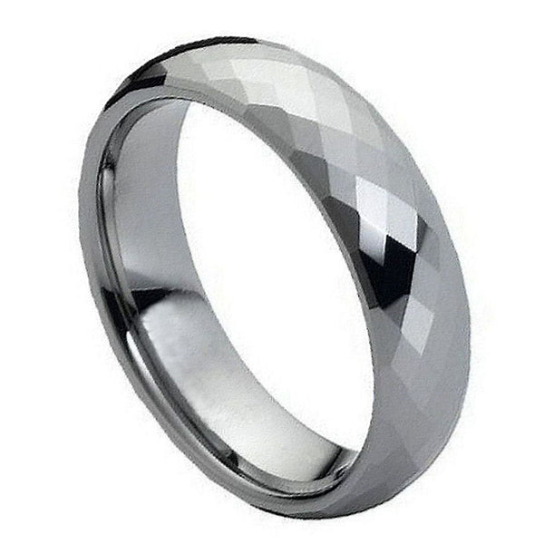 Tungsten White Diamond Cut Wedding Band Size:13