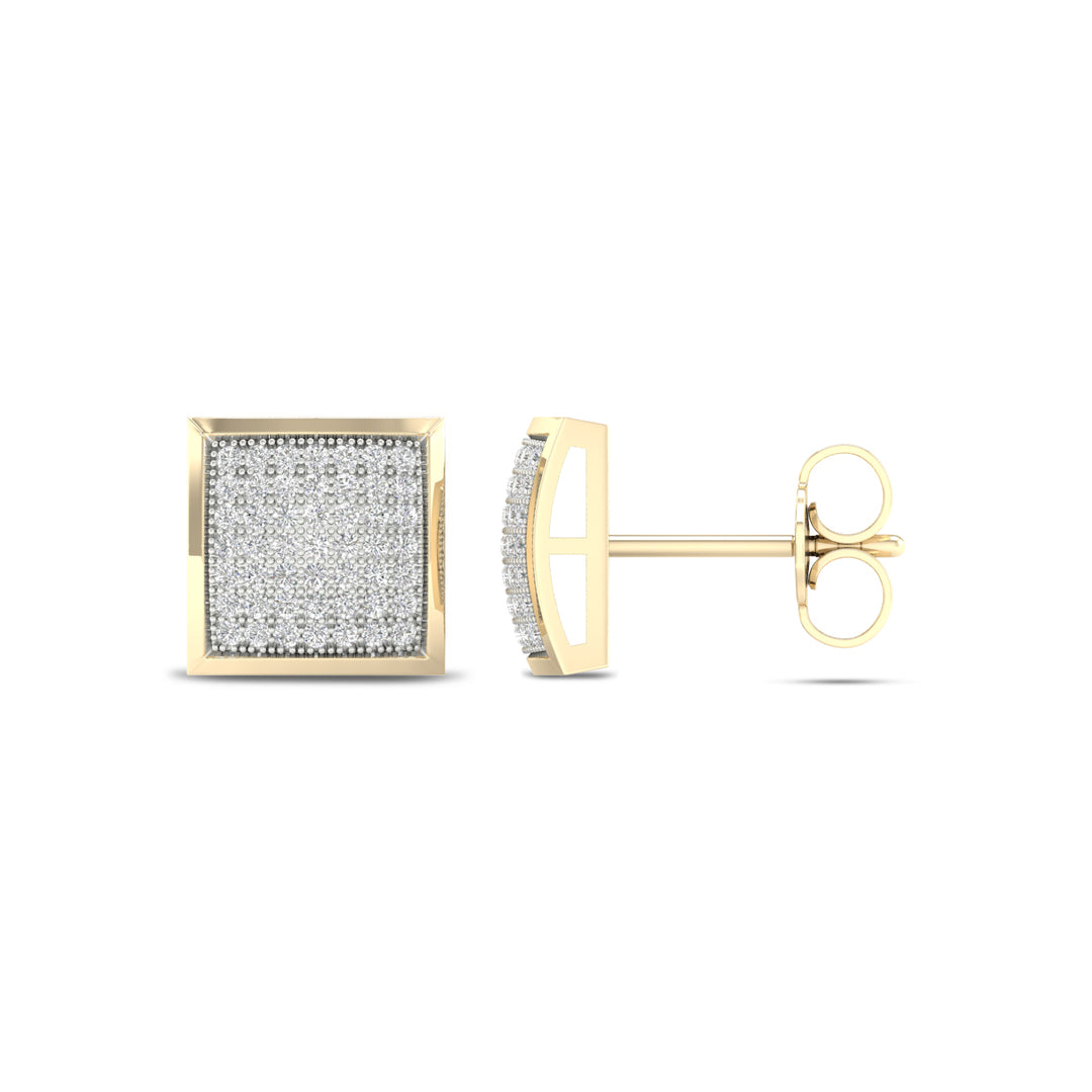 10K Yellow Gold Pavé Diamond Earrings, 0.33 ct