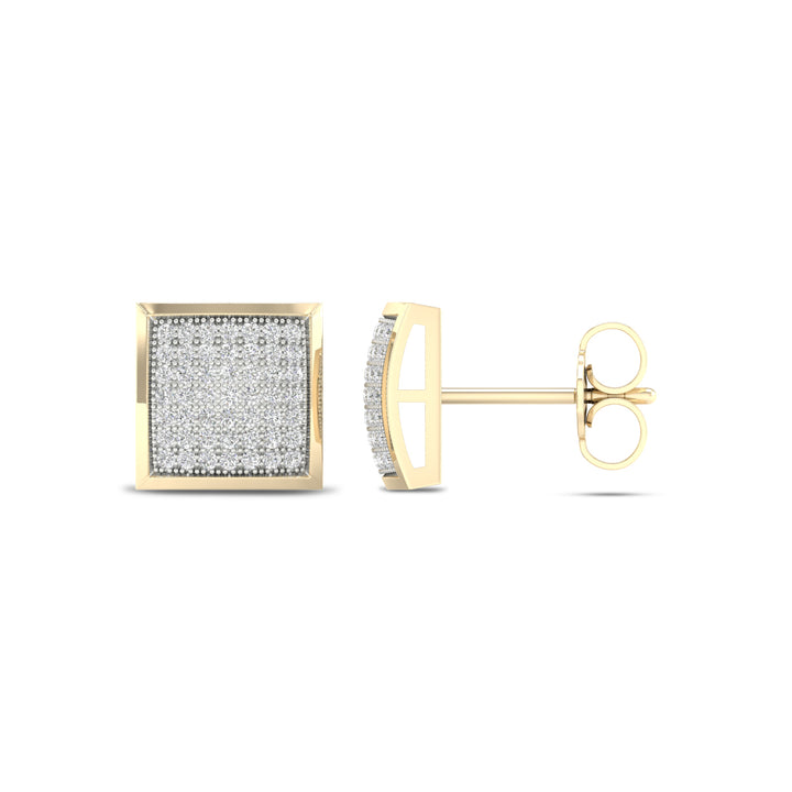 10K Yellow Gold Pavé Diamond Earrings, 0.33 ct