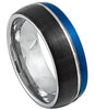 Tungsten Black/ White/Blue Wedding Band 8mm