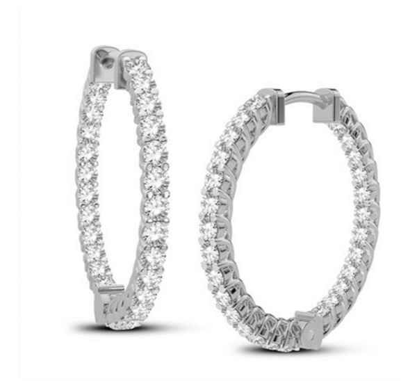 White 14 Karat Small Hoop Earr