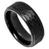 Tungsten Hammered Black Wedding Band 8mm