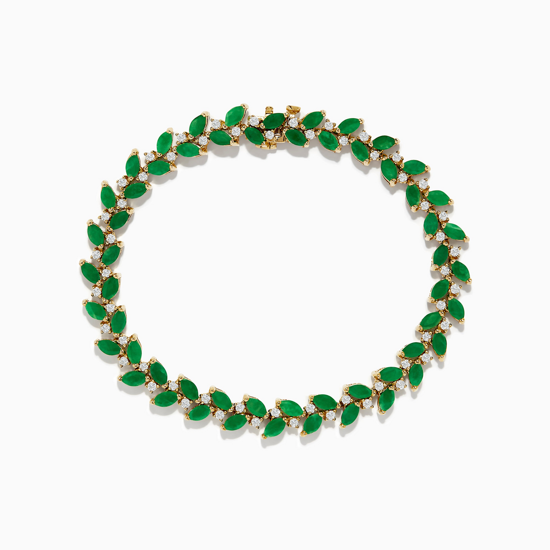 14K Yellow Gold Emerald Tennis Bracelet