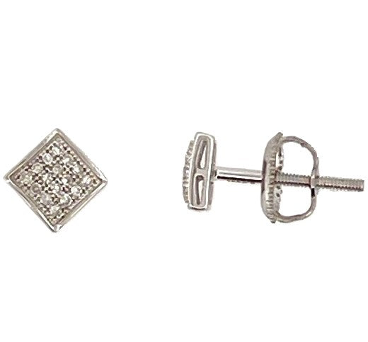 White 10 Karat Pavé Earrings W