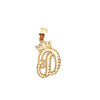 10k Yellow Gold Diamond Cut D Initials Charm w/crown