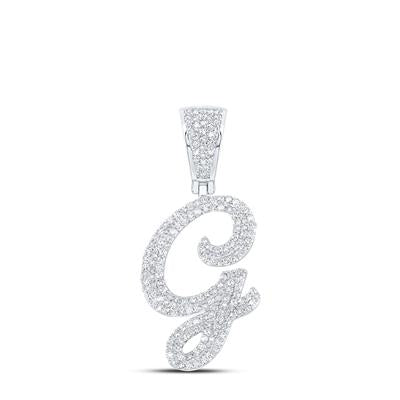 10K Yellow Gold Diamond Initial G Pendant, 0.87 ct