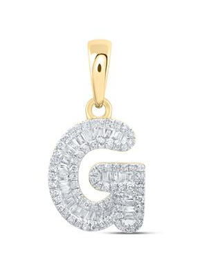 10K Yellow Gold Diamond Initial G Pendant, 0.425 ct