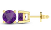 14K Yellow Gold Amethyst Stud Earrings