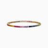 14K Yellow Gold Rainbow Colored Tennis Bracelet