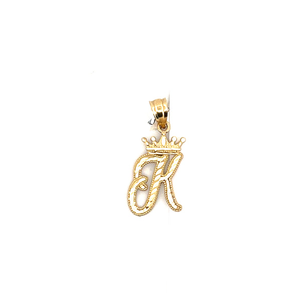 10k Yellow Gold Diamond Cut K Initial with crown