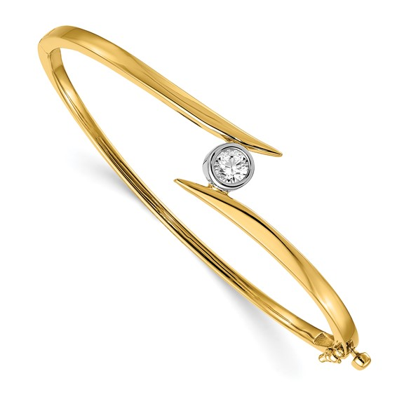 14K Two-Tone Gold Diamond Bangle Bracelet, 0.50 ct, 7 inch