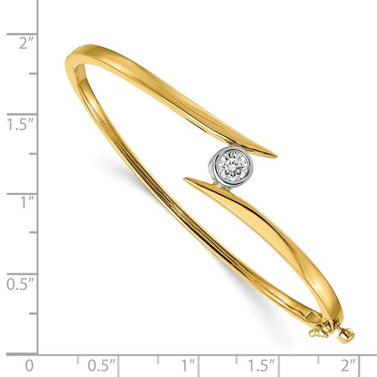 14K Two-Tone Gold Diamond Bangle Bracelet, 0.50 ct, 7 inch