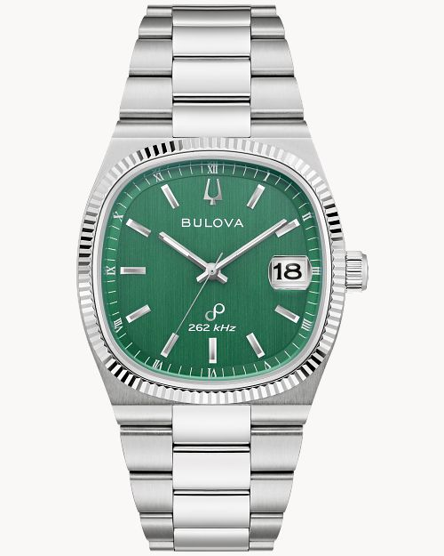 Bulova Super Seville Stainless Steel Watch, Green Dial