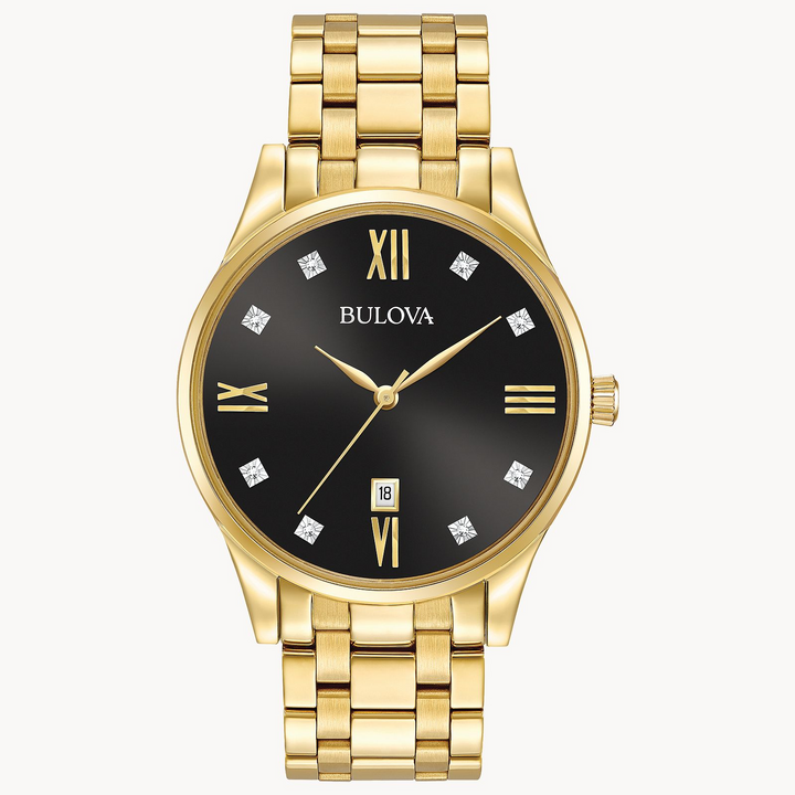 Bulova Diamonds Gold-Tone Watch, 8 Diamond Dial
