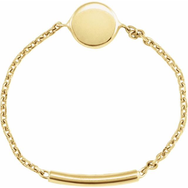 14K Yellow Gold Round Disc ID Bracelet, Size 8