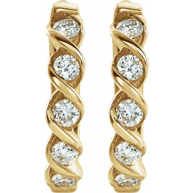 14K Yellow Gold Diamond Huggie Earrings, 0.10 ct