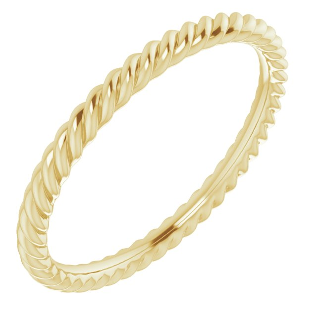 14K Yellow Gold Twisted Wedding Band, 2mm, Size 7