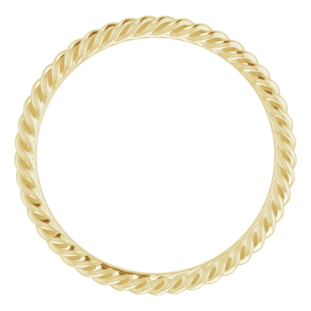 14K Yellow Gold Twisted Wedding Band, 2mm, Size 7