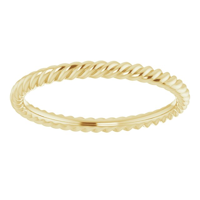 14K Yellow Gold Twisted Wedding Band, 2mm, Size 7