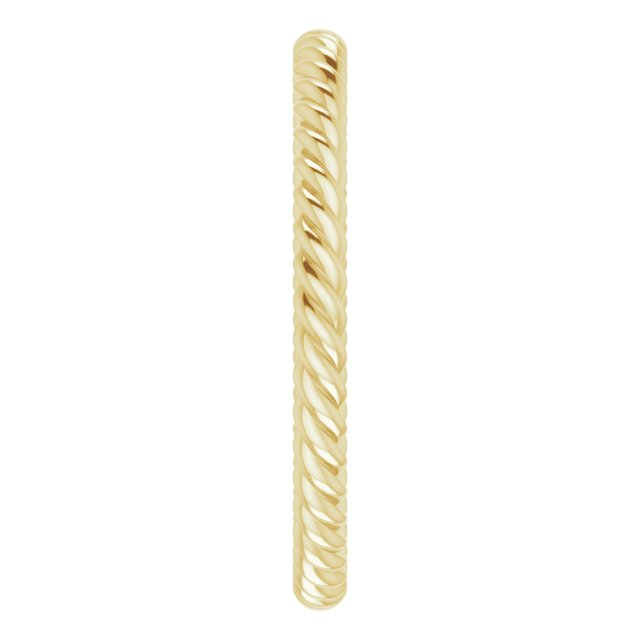 14K Yellow Gold Twisted Wedding Band, 2mm, Size 7