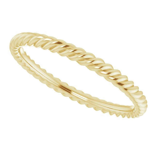 14K Yellow Gold Twisted Wedding Band, 2mm, Size 7