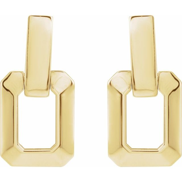 14K Yellow Gold Geometric Drop Earrings, Weight 3.78