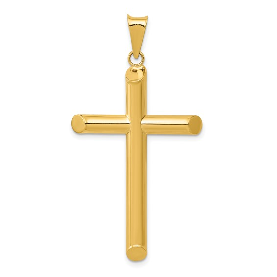14K Yellow Gold Rounded Cross Pendant