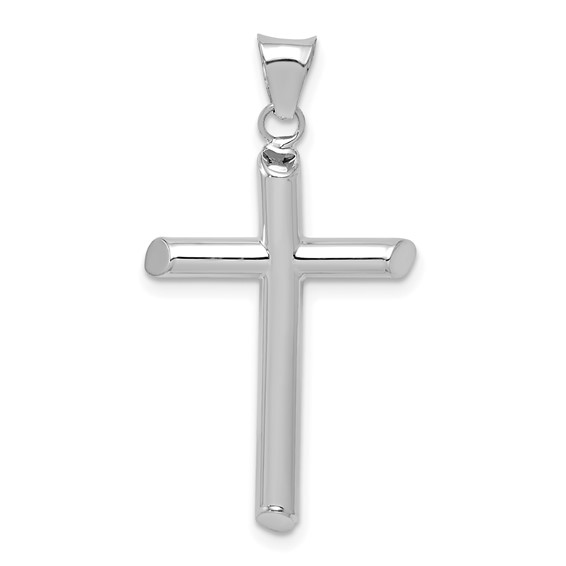 14K White Gold Plain Cross Pendant