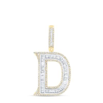 10K Two-Tone Gold Diamond Initial D Pendant, 0.70 ct
